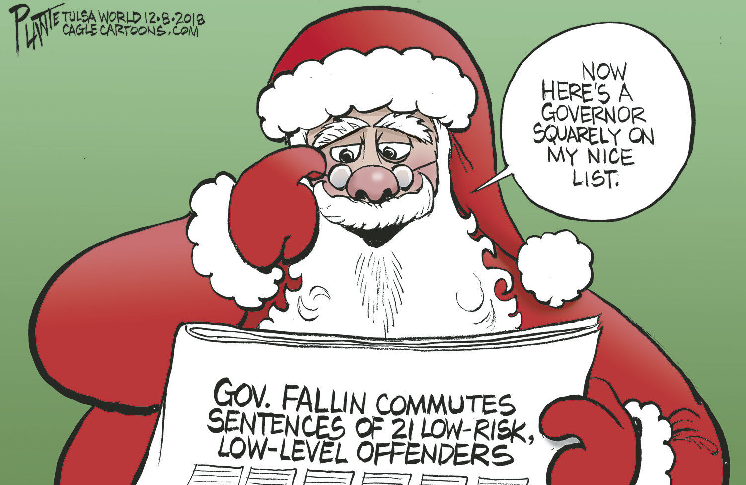 Bruce Plante Cartoon: 21 Oklahoma Sentences Commuted